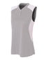 A4 Womens Sleeveless Henley w/ Stretch Mesh Contrast (NW3318), Color 'Silver/White'